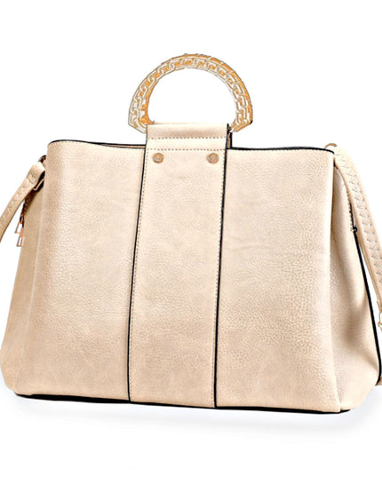 Purse Ivory Rigid Top Handle Handbag for Women