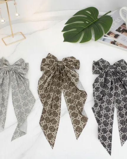 GG Heathered Bow Hair Clips