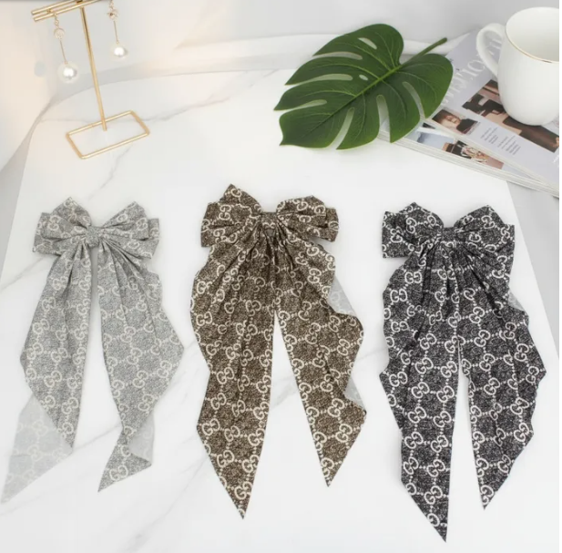 GG Heathered Bow Hair Clips