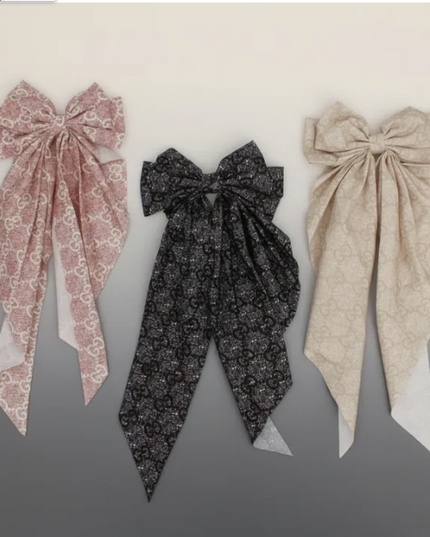 GG Heathered Bow Hair Clips