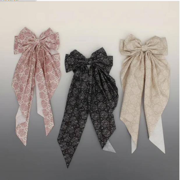 GG Heathered Bow Hair Clips