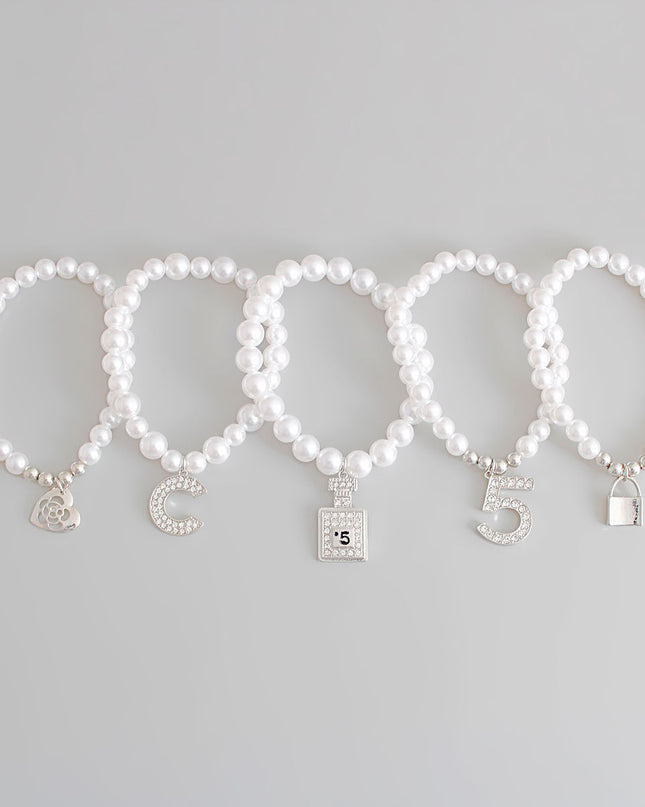 White Pearl Silver No. 5 Boutique Bracelets