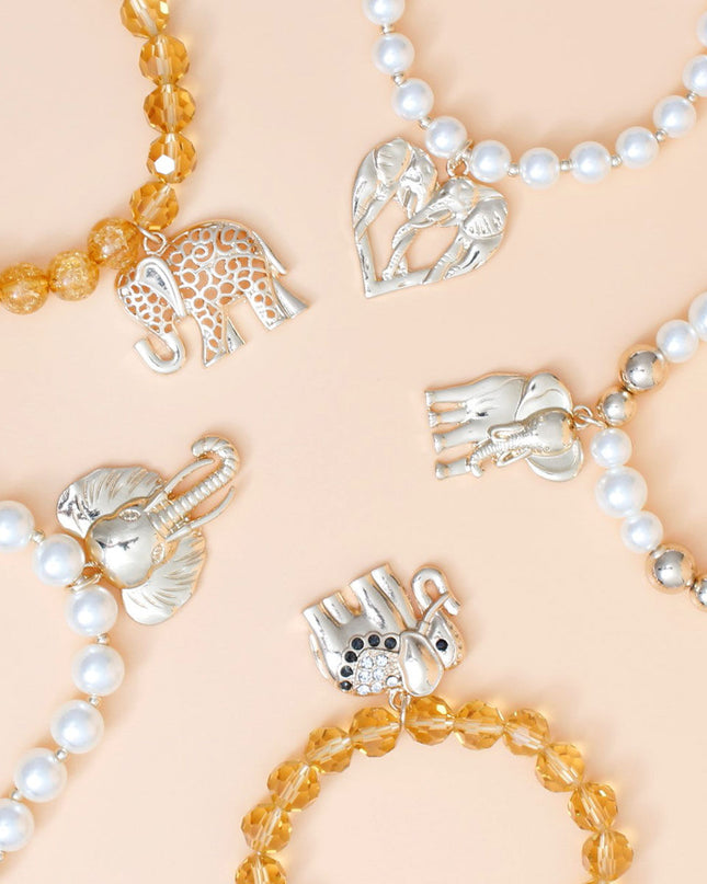 Mixed Gold Bead Elephant Bracelets