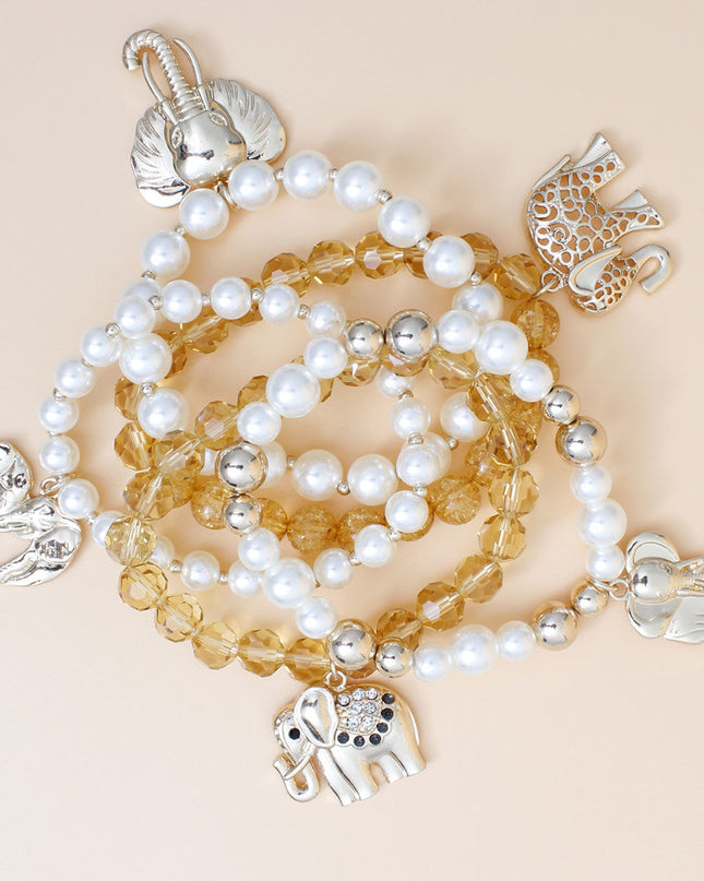 Mixed Gold Bead Elephant Bracelets