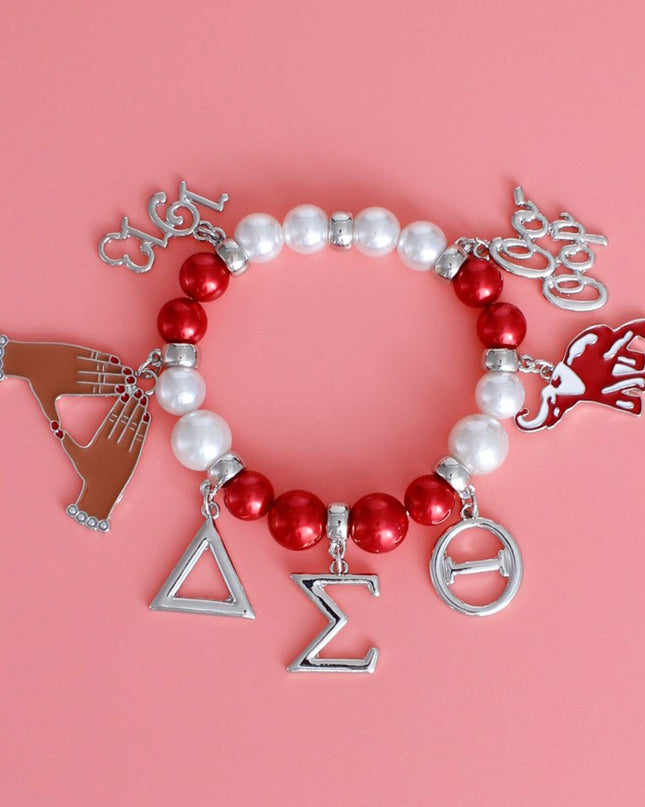 Red White Pearl Delta Soror Bracelet