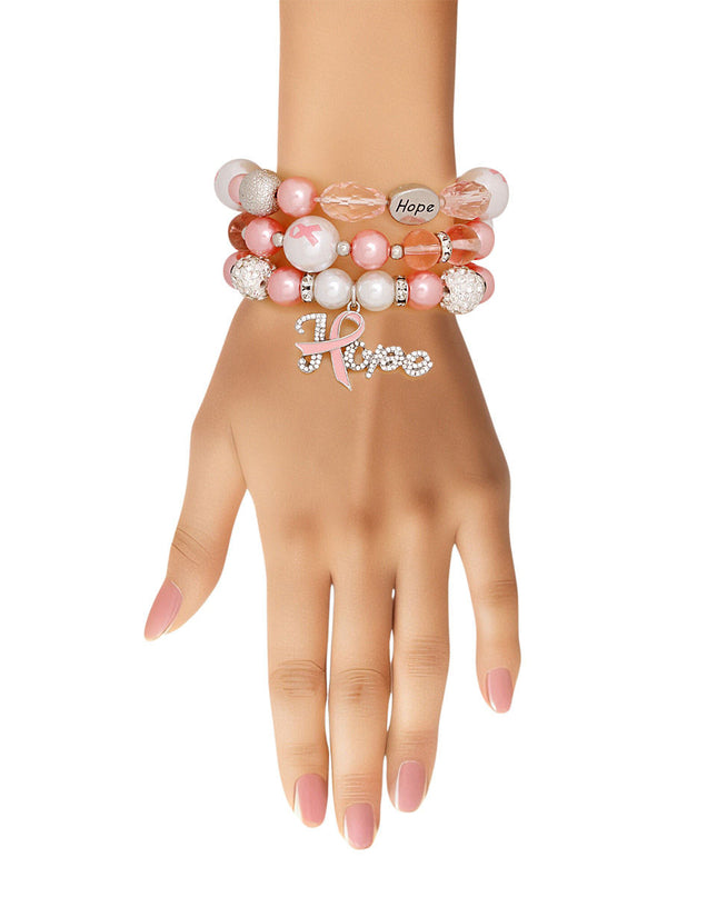 Bracelets Light Pink Breast Cancer Hope Set Women