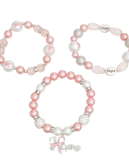 Bracelets Light Pink Breast Cancer Hope Set Women