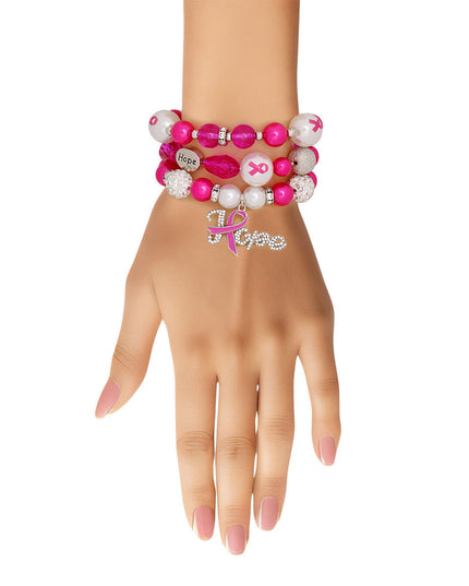 Bracelets Pink Breast Cancer Hope Set for Women