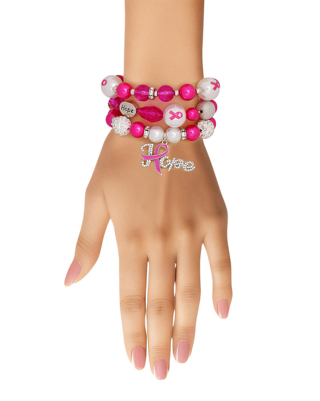 Bracelets Pink Breast Cancer Hope Set for Women