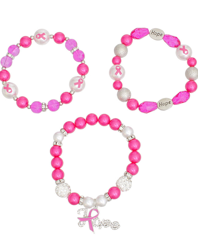 Bracelets Pink Breast Cancer Hope Set for Women
