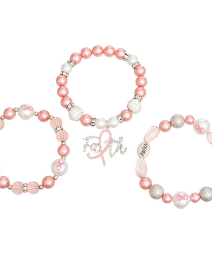 Bracelets Light Pink Breast Cancer Faith Set Women