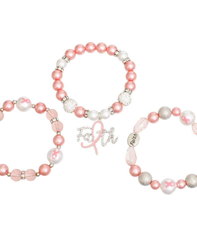 Bracelets Light Pink Breast Cancer Faith Set Women