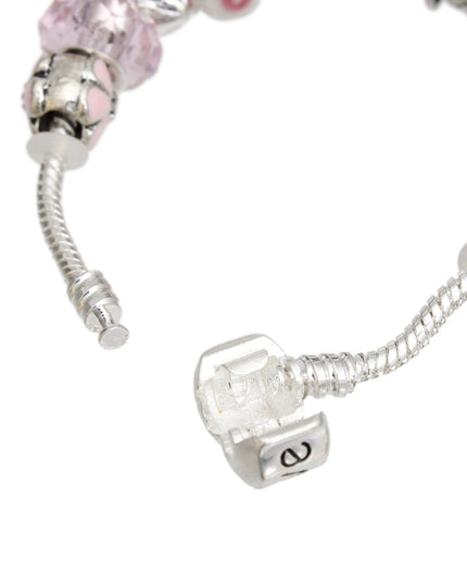 Breast Cancer Silver Hope Ribbon Charm Bracelet
