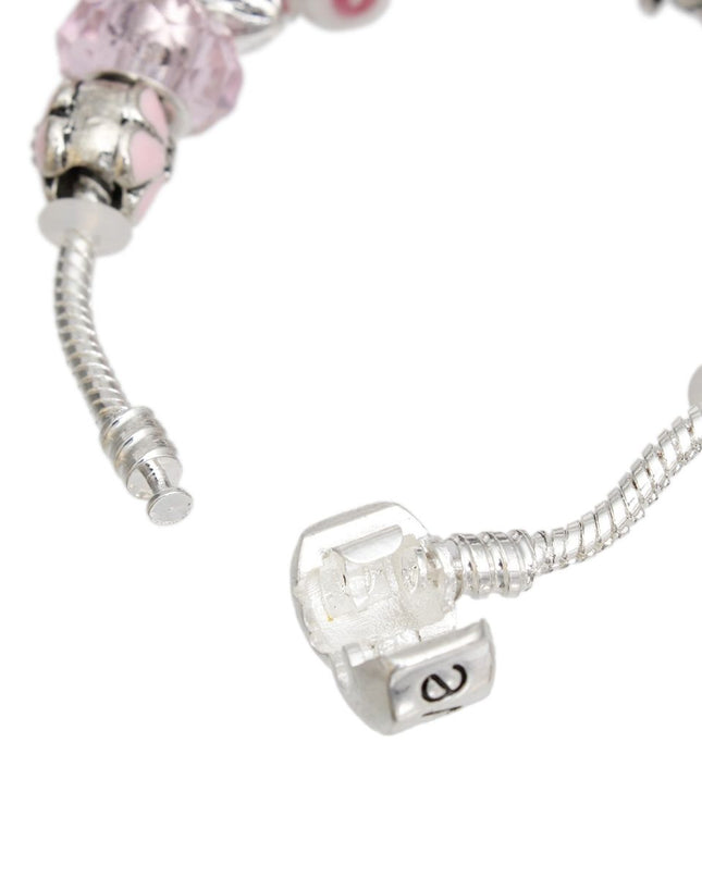 Breast Cancer Silver Hope Ribbon Charm Bracelet