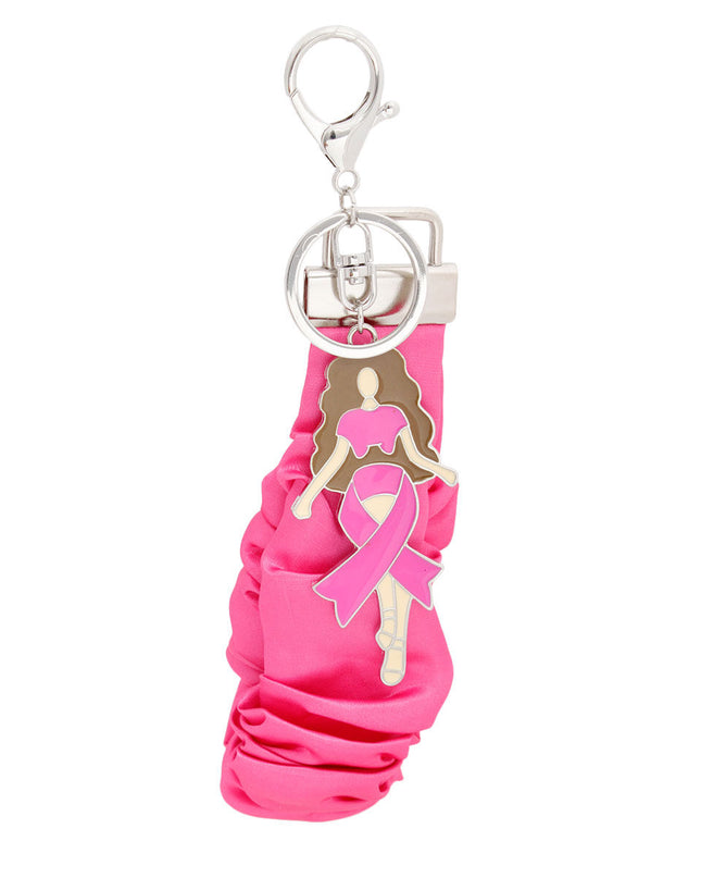 Breast Cancer Silver Pink Wristlet Woman Keychain