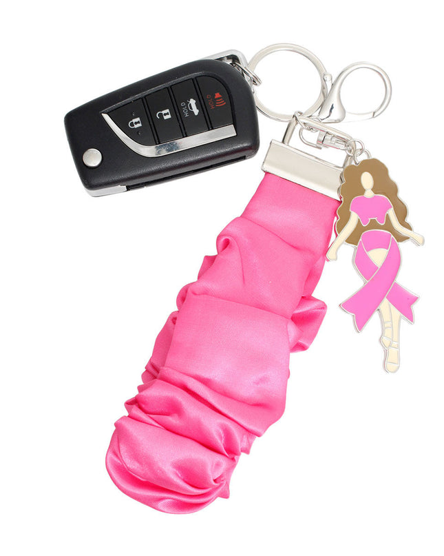 Breast Cancer Silver Pink Wristlet Woman Keychain