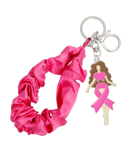 Breast Cancer Silver Pink Wristlet Woman Keychain