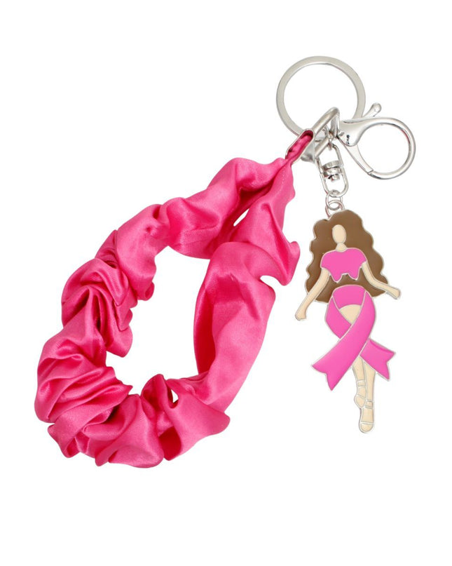 Breast Cancer Silver Pink Wristlet Woman Keychain
