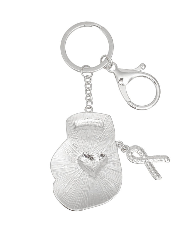 Breast Cancer Keychain Silver Light Pink Glove