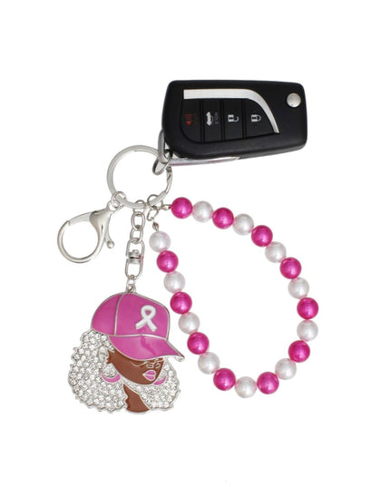 Breast Cancer Supportive Sister Silver Keychain