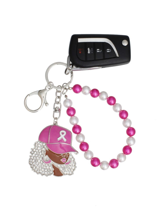 Breast Cancer Supportive Sister Silver Keychain