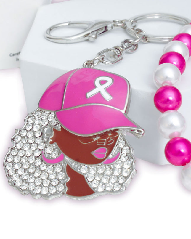 Breast Cancer Supportive Sister Silver Keychain