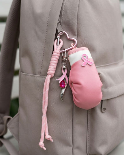 Breast Cancer Pink Ribbon Boxing Glove Keychain