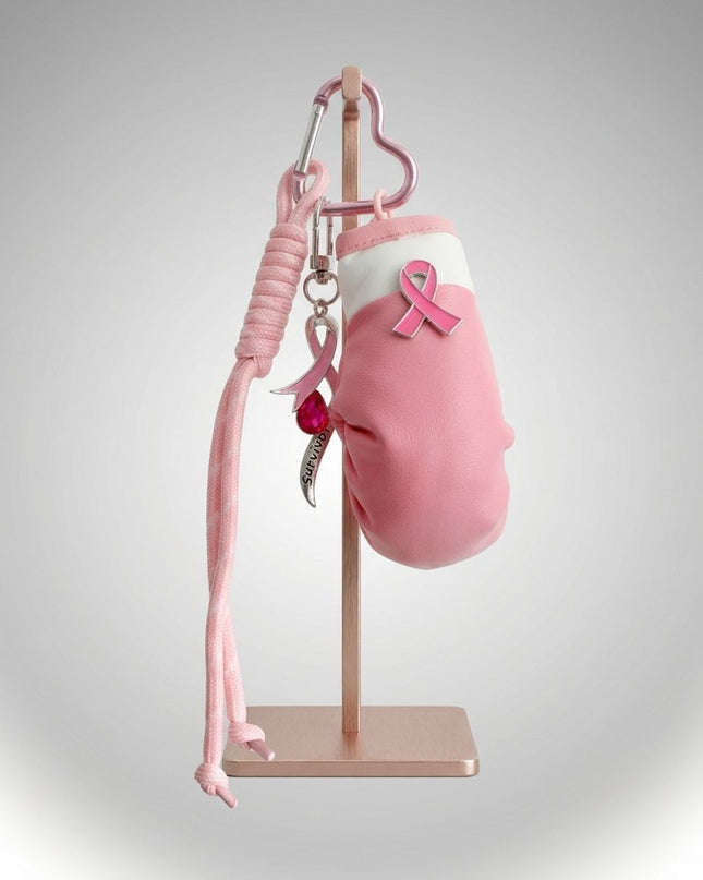 Breast Cancer Pink Ribbon Boxing Glove Keychain
