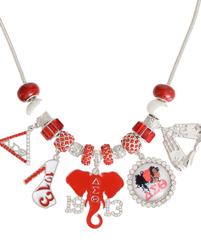 Red White DST Charm Necklace|18 inches