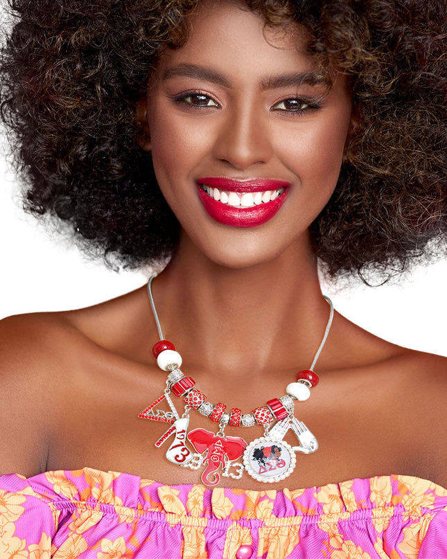 Red White DST Charm Necklace|18 inches