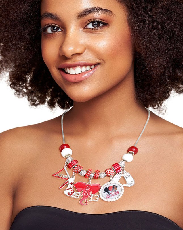 Red White DST Charm Necklace|18 inches
