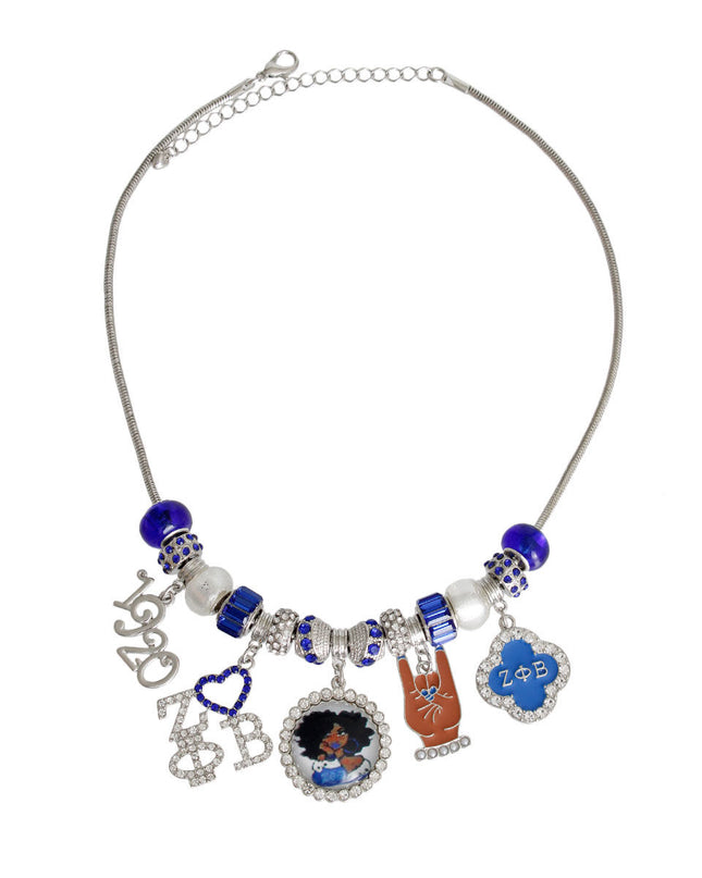 Blue White Sorority Charm Necklace