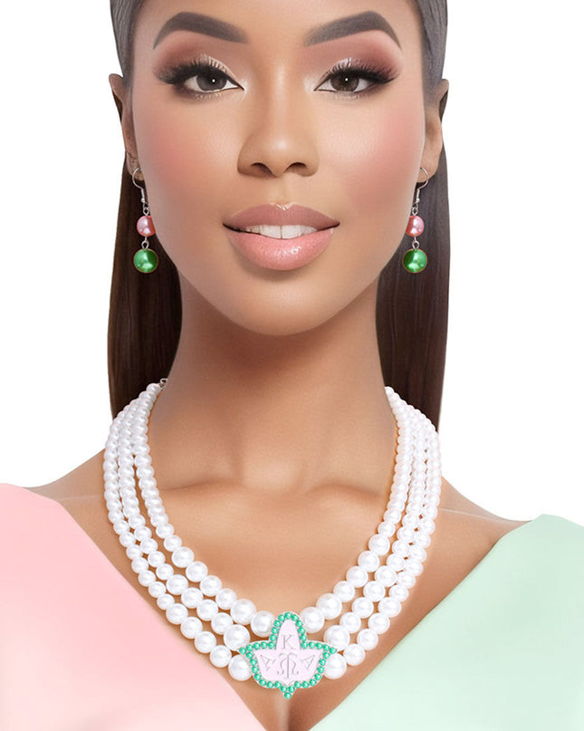 AKA Pearl Necklace Pink Ivy Set