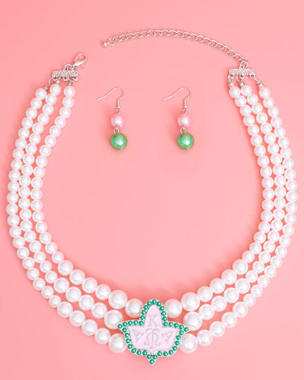 AKA Pearl Necklace Pink Ivy Set