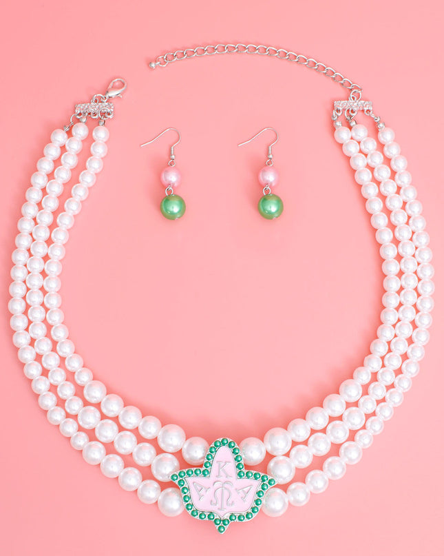AKA Pearl Necklace Pink Ivy Set