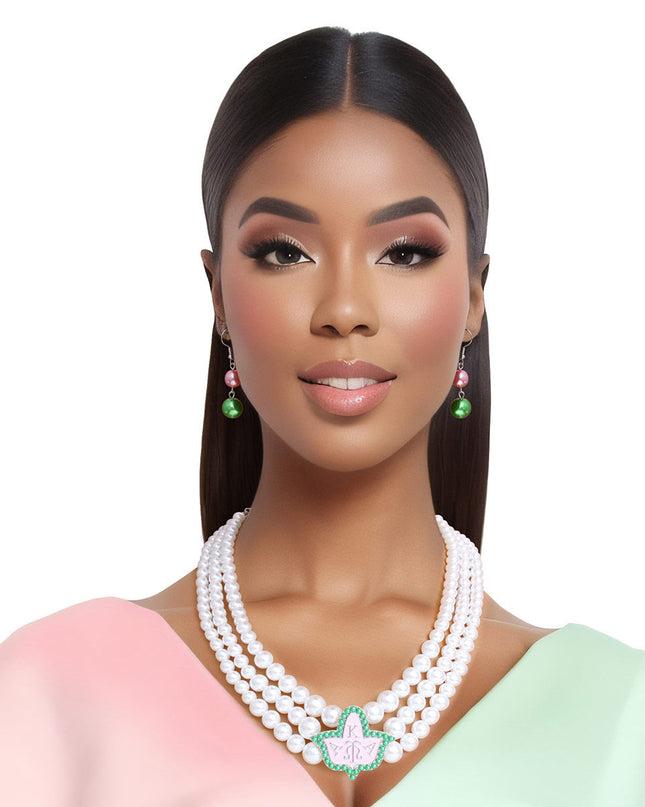 AKA Pearl Necklace Pink Ivy Set