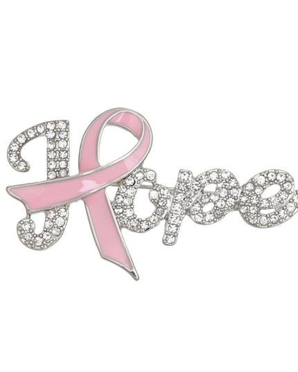 Breast Cancer Brooch Silver Light Pink Ribbon Hope Pin
