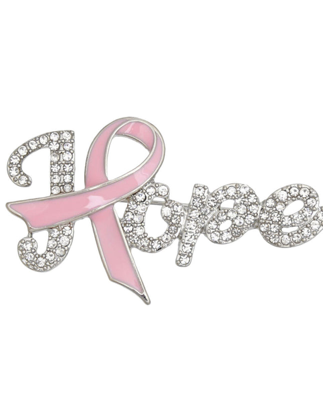 Breast Cancer Brooch Silver Light Pink Ribbon Hope Pin