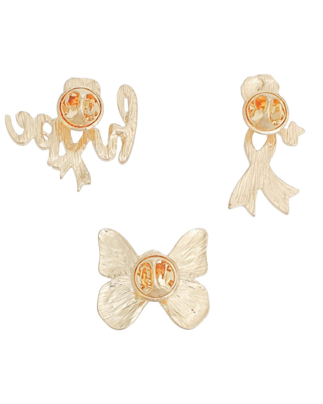 Pin Set Gold Pink Breast Cancer Hope for Women