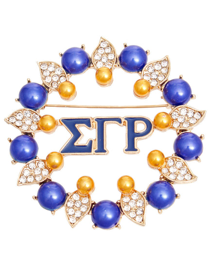 Brooch Blue Gold Sigma Pearl Pin for Women