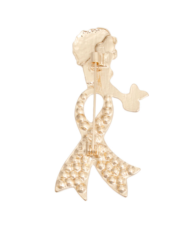 Brooch Gold Light Pink Woman Breast Cancer Legs