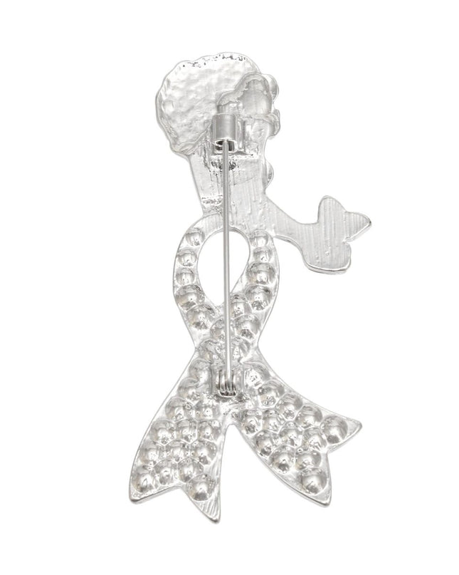 Breast Cancer Silver Light Pink Ribbon Legs Brooch