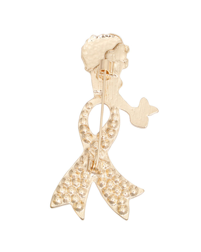 Brooch Gold Pink Woman Breast Cancer Legs Pin