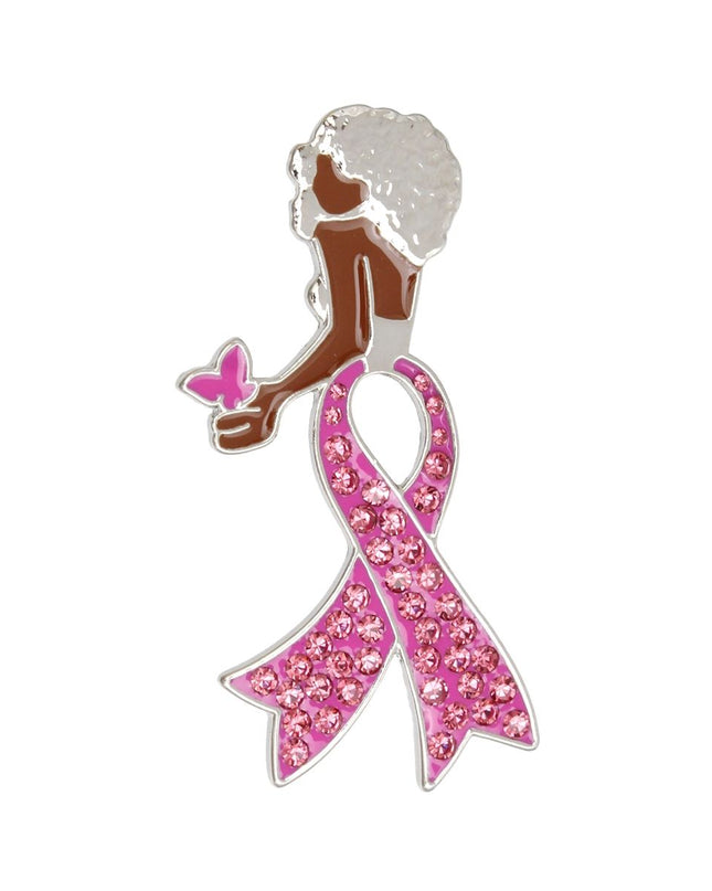 Breast Cancer Silver Pink Ribbon Legs Brooch Pin