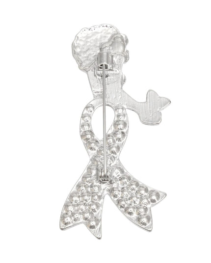 Breast Cancer Silver Pink Ribbon Legs Brooch Pin