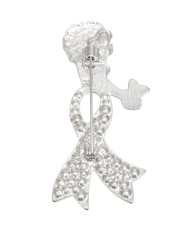 Breast Cancer Silver Pink Ribbon Legs Brooch Pin