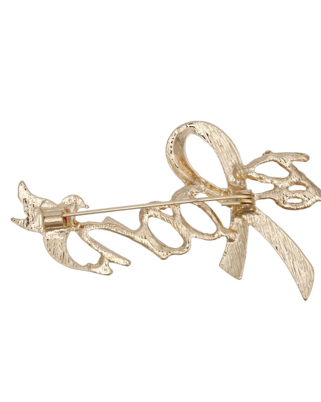 Breast Cancer Gold Bloom Pink Ribbon Brooch Pin