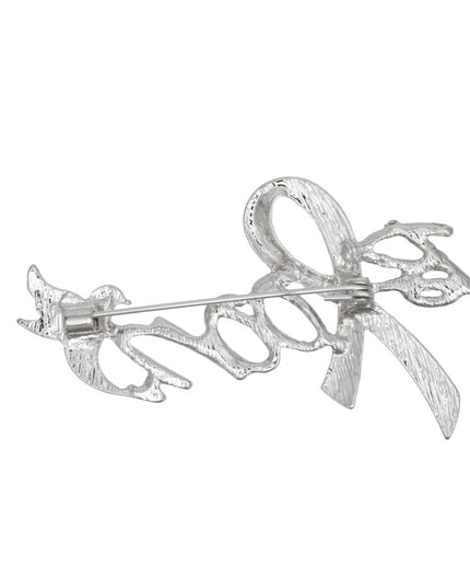Breast Cancer Silver Bloom Pink Ribbon Brooch Pin