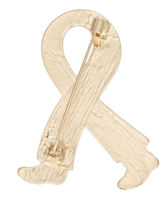 Breast Cancer Gold Keep Going Ribbon Brooch