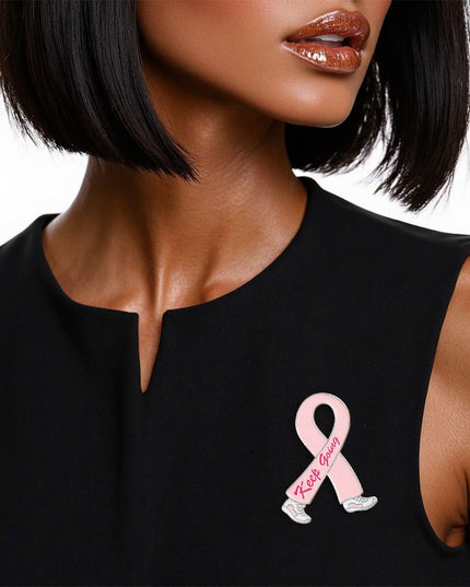 Breast Cancer Silver Keep Going Ribbon Brooch